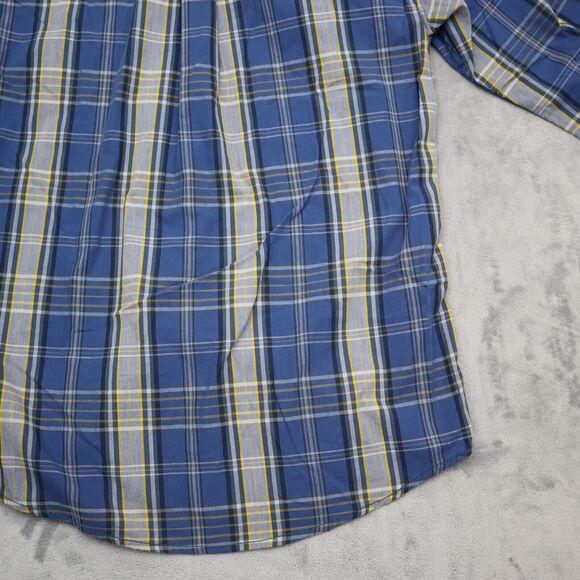 Real Tree Shirt Mens Small Blue Plaid Black Pearl Snap Button Up Dress Western - Picture 16 of 16